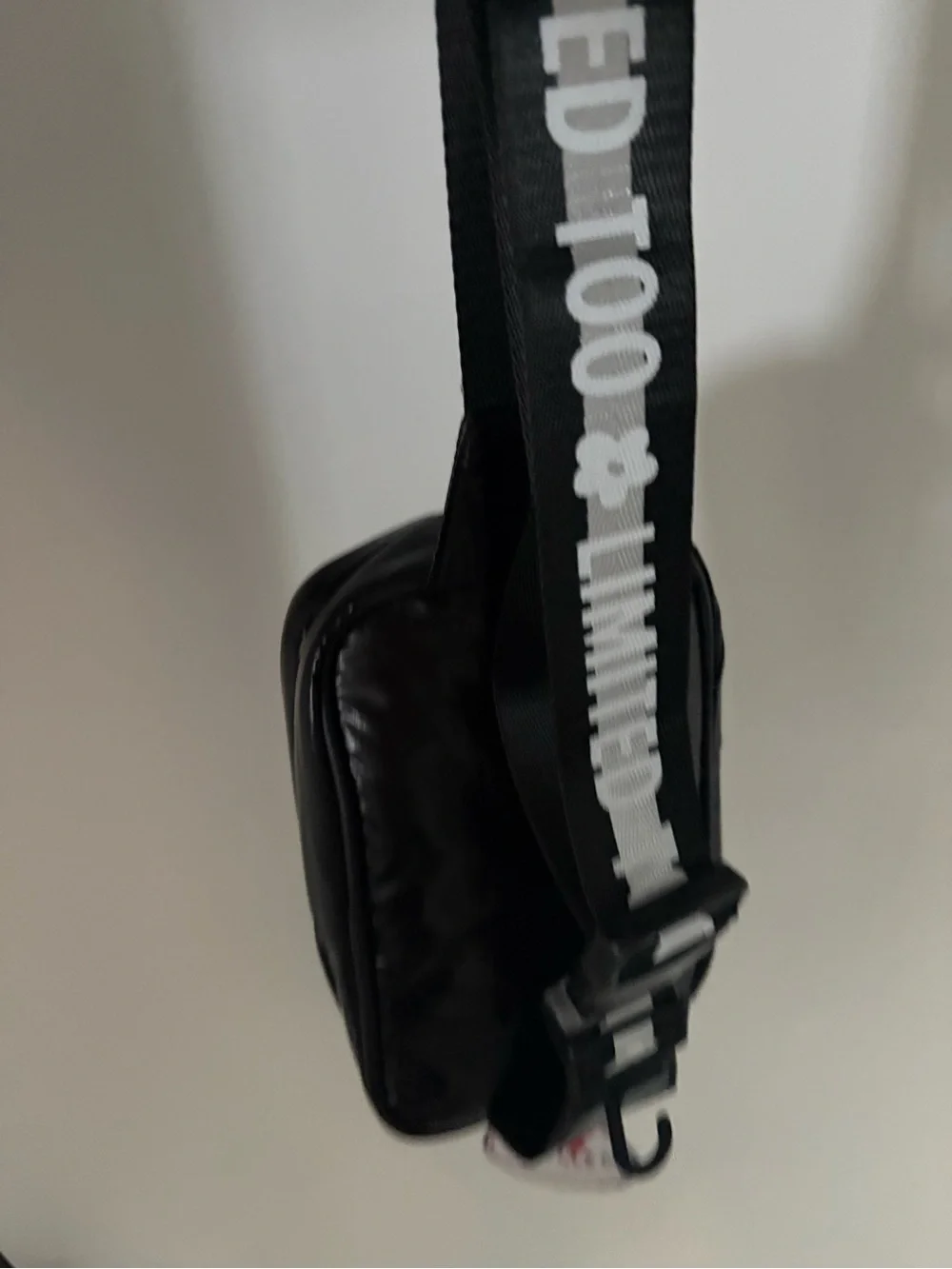 Limited Too Black Quilted Belt Bag with Logo Patch